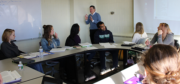 BCC hnoors instructor teaching inside a classroom