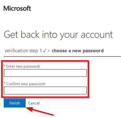 Create new password