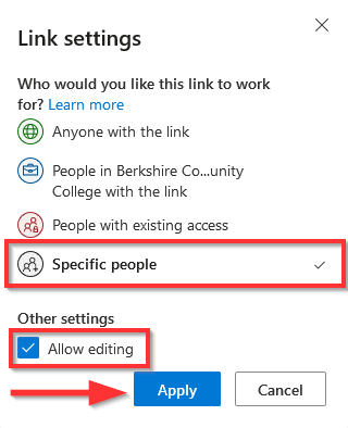 screenshot of permissions screen in OneDrive